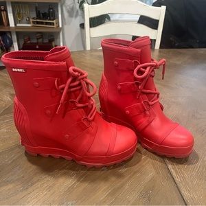 Sorel Joan Wedge Rain Boot RED